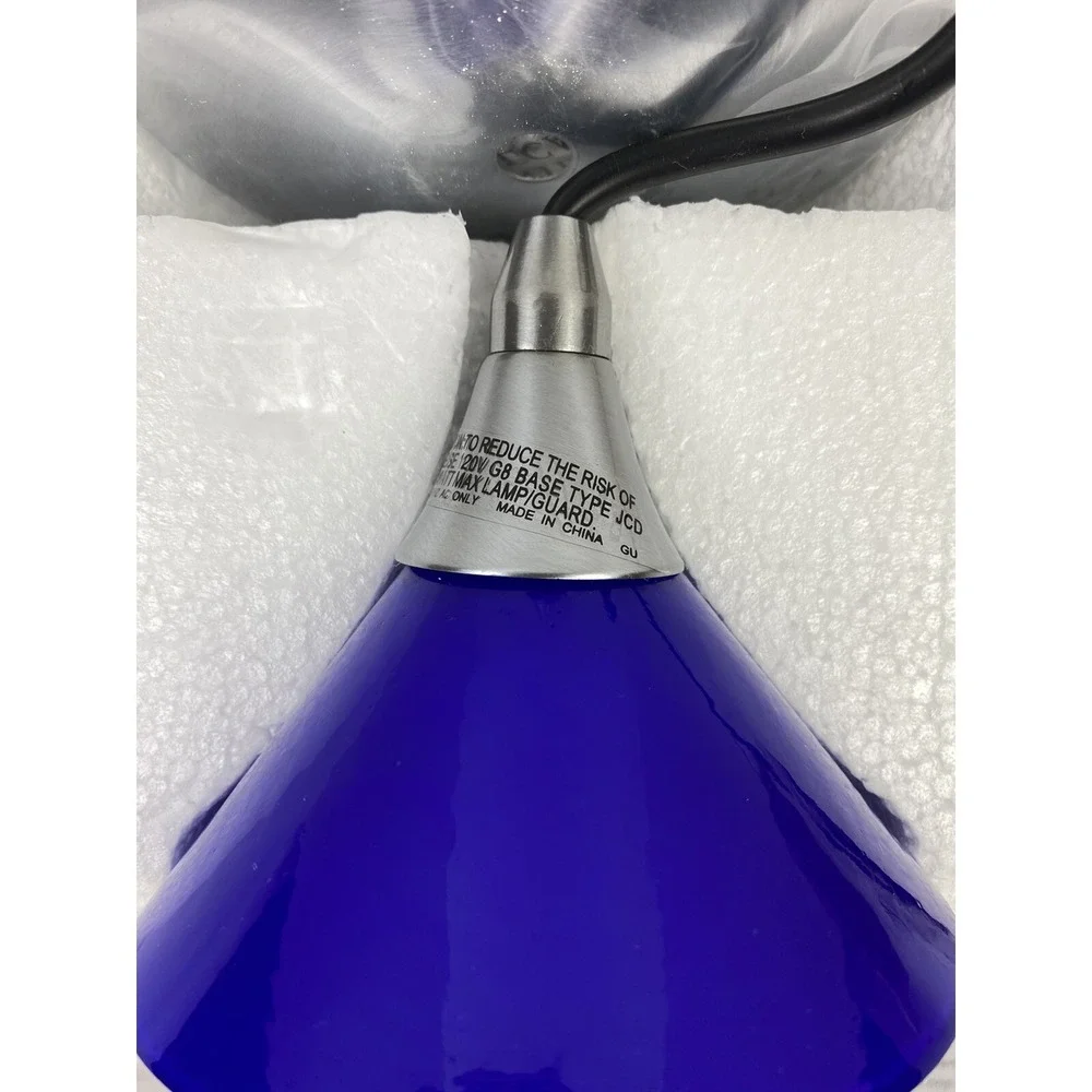 Premier Blue Glass Mini Pendant Hanging Light Chandelier‎ Chrome